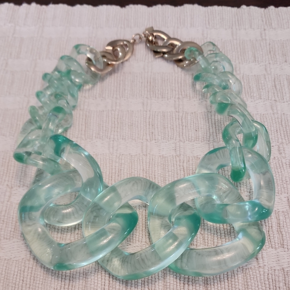 J Crew Seafoam Green Chain Necklace